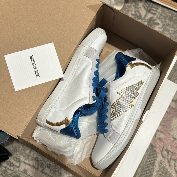 EUC Zadig and Voltaire Flash Lightning Flat Studs Platform Sneakers. Authentic. - Picture 11 of 12